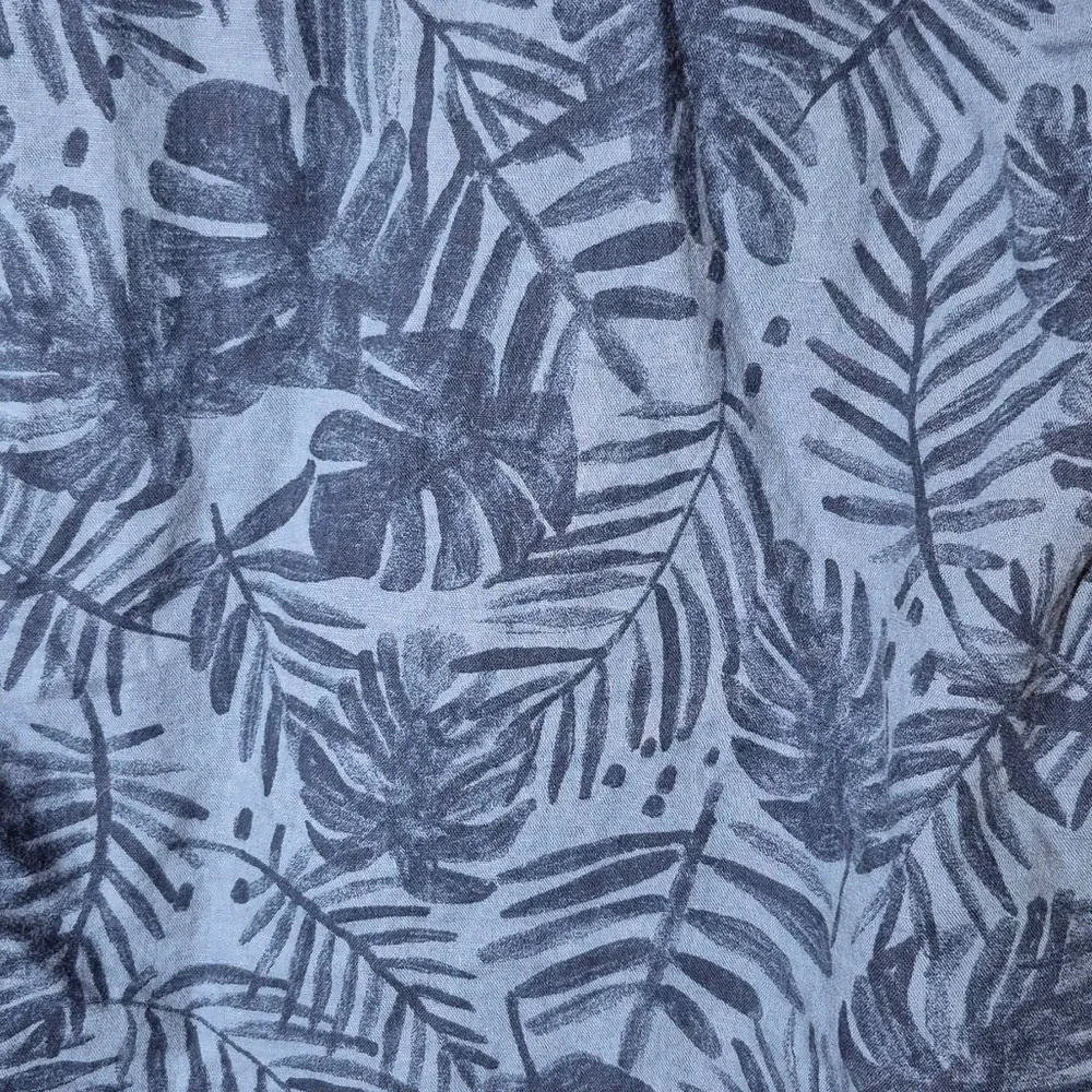 Gap Hawaiian blue linen short sleeve button shirt monsterra‎ leaf mens small - Picture 9 of 15